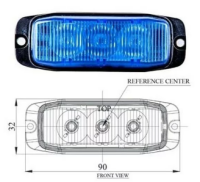 Frontblitzer - Strassenräumer - Grillblitzer - Heckblitzer, 12-24 Volt, blau, LED, ECE-R65 Zulassung - Serie PX3 - Single Einzelmodul